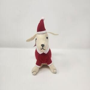 Felt Santa Christmas Plush Dog White